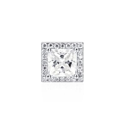 Moissanite S925 Halo Princess Cut Stud Earring