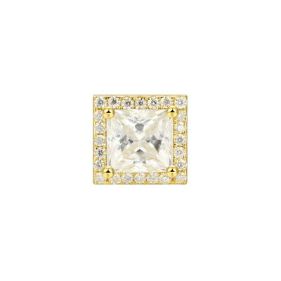 Moissanite S925 Halo Princess Cut Stud Earring