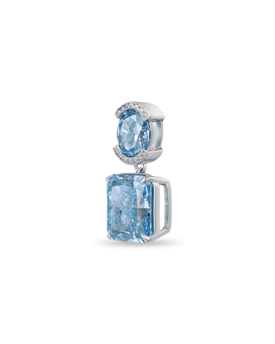S925 Crushed Ice Emerald Cut Drop Earring - Blue Gray