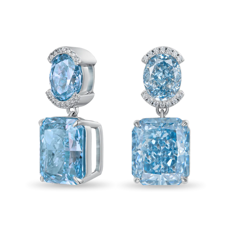 Crushed Ice Emerald Cut Drop Earring - Single - APORRO