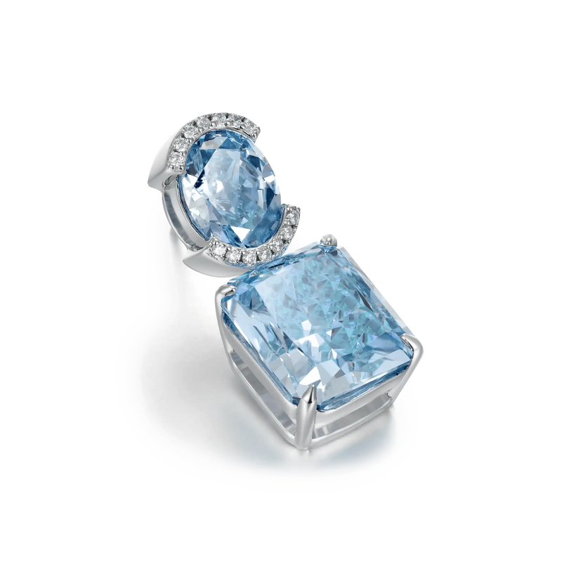 Crushed Ice Emerald Cut Drop Earring - Single - APORRO