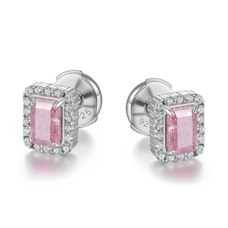 Crushed Ice Emerald Cut Stud Earring - Single - APORRO