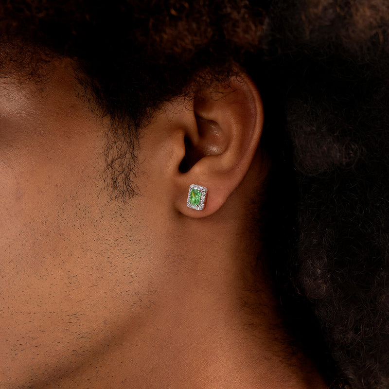Crushed Ice Emerald Cut Stud Earring - APORRO