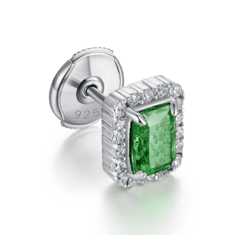 Crushed Ice Emerald Cut Stud Earring - Single - APORRO