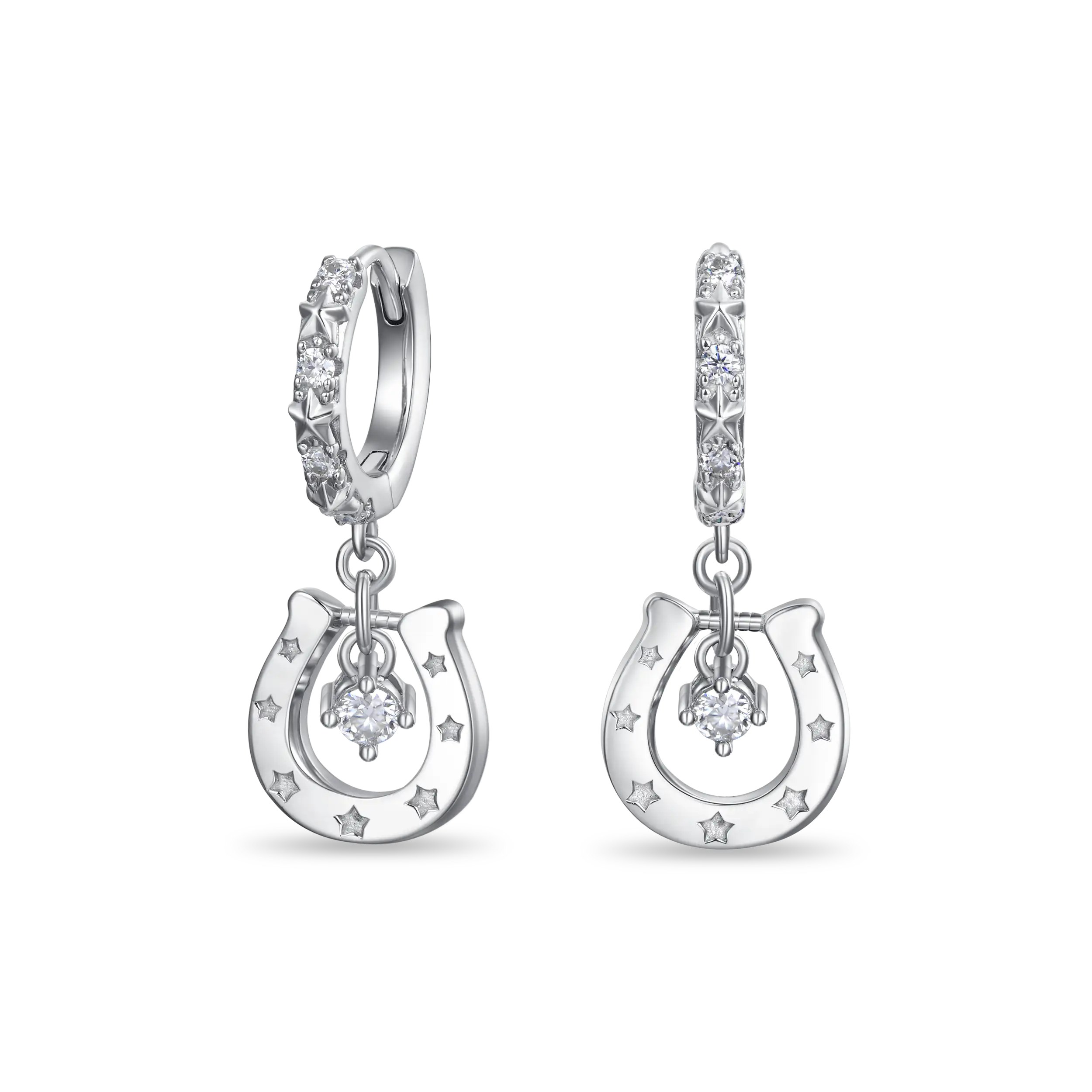 Moissanite Flashing Horseshoe Dangly Earring