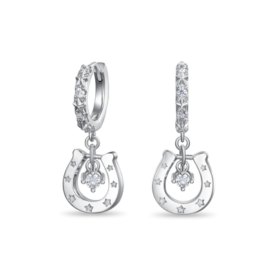 Moissanite S925 Orecchino pendente a ferro di cavallo lampeggiante