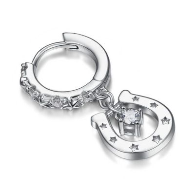 Moissanite S925 Orecchino pendente a ferro di cavallo lampeggiante
