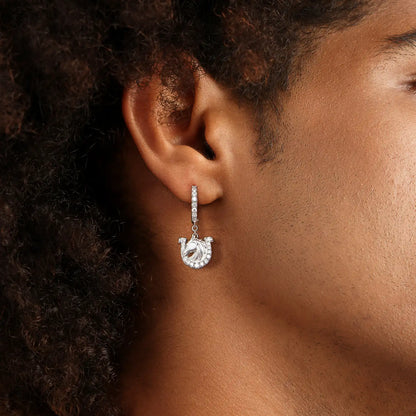 Moissanit S925 blinkender Hufeisen-Ohrring