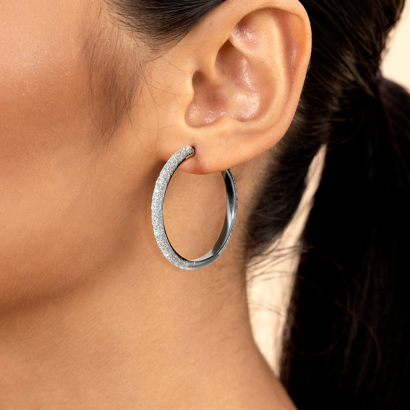 Large Paved Hoop Earring - Single - APORRO