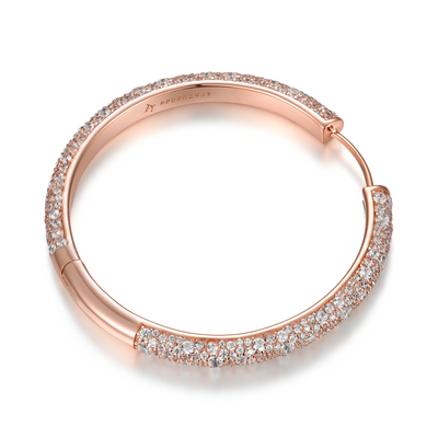 S925 Large Paved Hoop Earring - Single