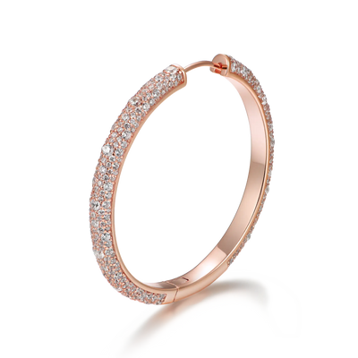 S925 Large Paved Hoop Earring - Single