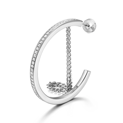 Cuban Link Mix One Row Hoop Earring - Single