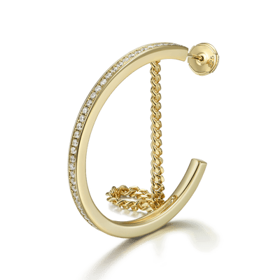 Cuban Link Mix One Row Hoop Earring - Single