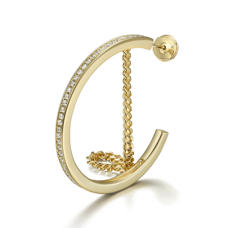 Cuban Link Mix One Row Hoop Earring - Single - APORRO