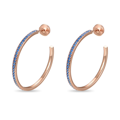 S925 Color Gradient One Row Hoop Earring - Single
