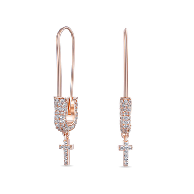 Pin Cross Dangly Earring