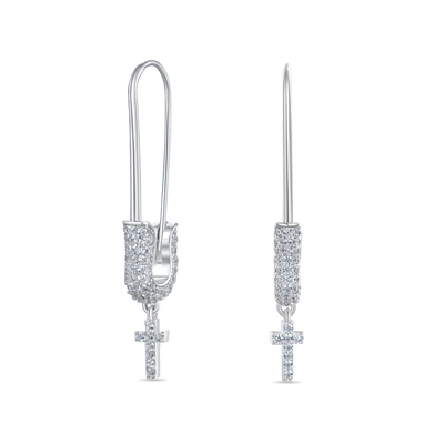 Pin Cross Dangly Earring