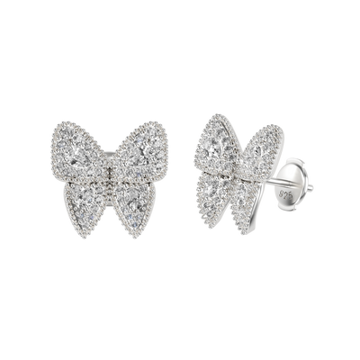 Boucle d'oreille unique en forme de papillon en grappes vives