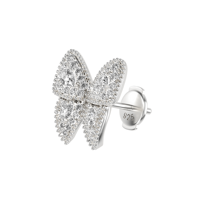 Boucle d'oreille unique en forme de papillon en grappes vives