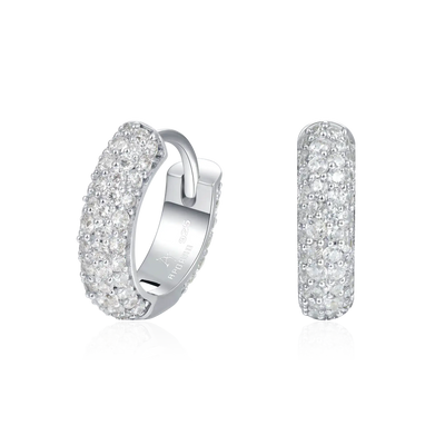 S925 Round Paved Hoop Earrings