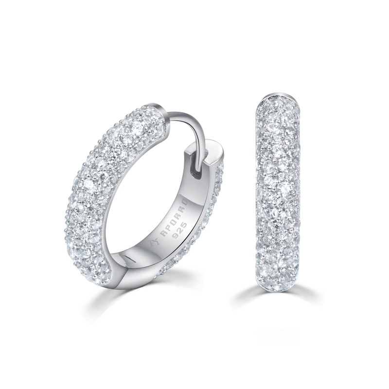 Round Paved Hoop Moissanite Earring-Men's ice out diamond hoop earrings - APORRO