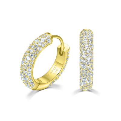 S925 Round Paved Hoop Earring - Medium