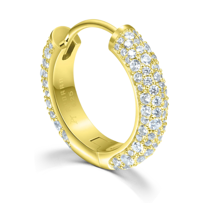S925 Round Paved Hoop Earring - Medium