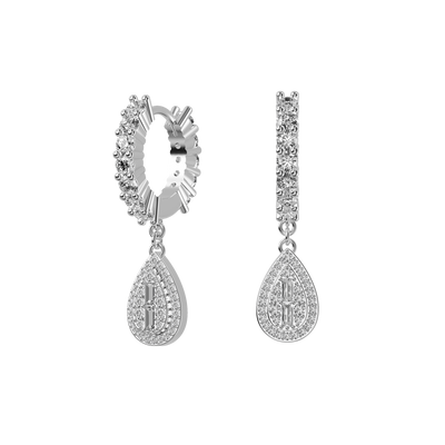 Baguette Mix Halo Dangly Earring - Single