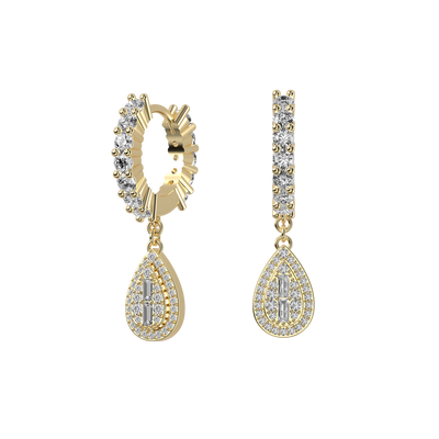 Baguette Mix Halo Dangly Earring - Single
