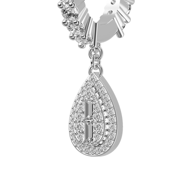 Arete colgante con halo en mezcla de baguette - Individual