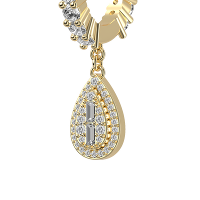 Baguette Mix Halo Dangly Earring - Single