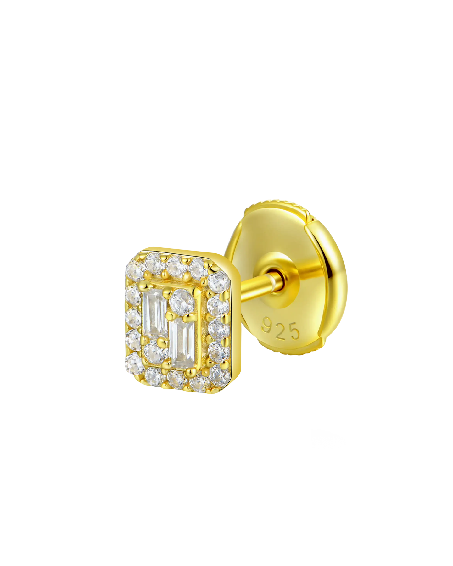 Boucles d'oreilles à tige halo mixte taille émeraude S925 - Paire