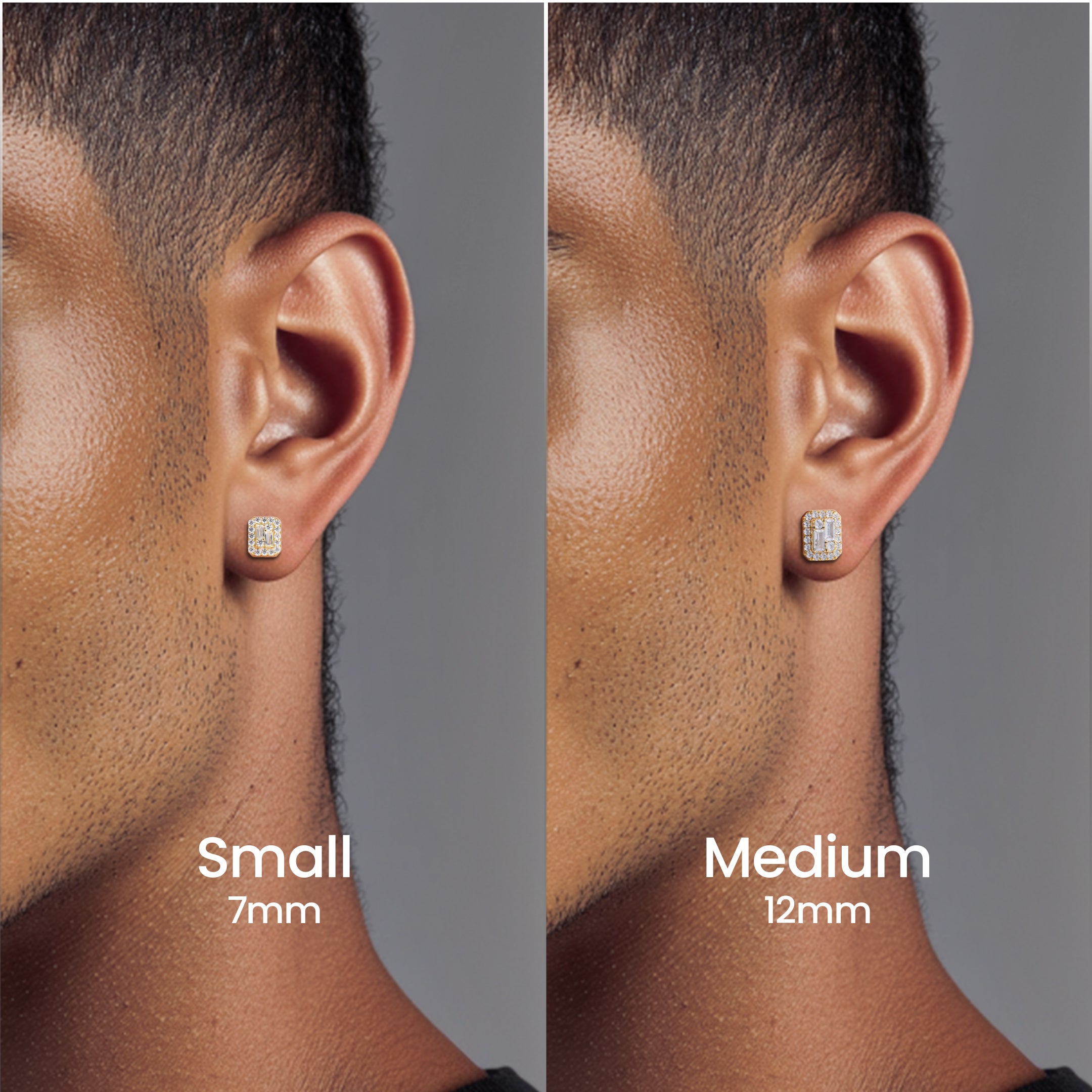 S925 Emerald Cut Mix Halo Stud Earrings - Pair