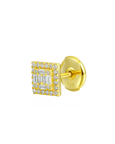 Boucles d'oreilles à tige carrées Baguette Mix Halo S925 - Paire