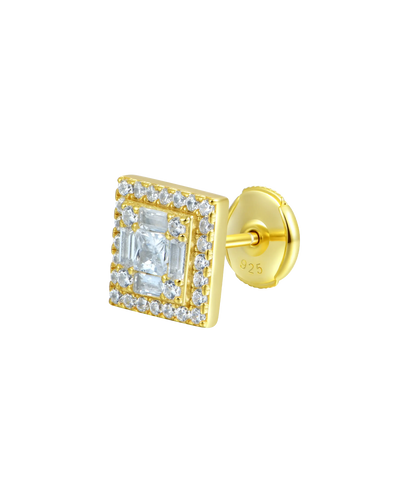 Boucles d'oreilles à tige carrées Baguette Mix Halo S925 - Paire