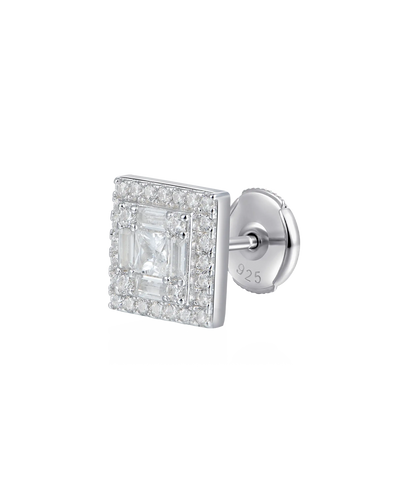 Boucles d'oreilles à tige carrées Baguette Mix Halo S925 - Paire