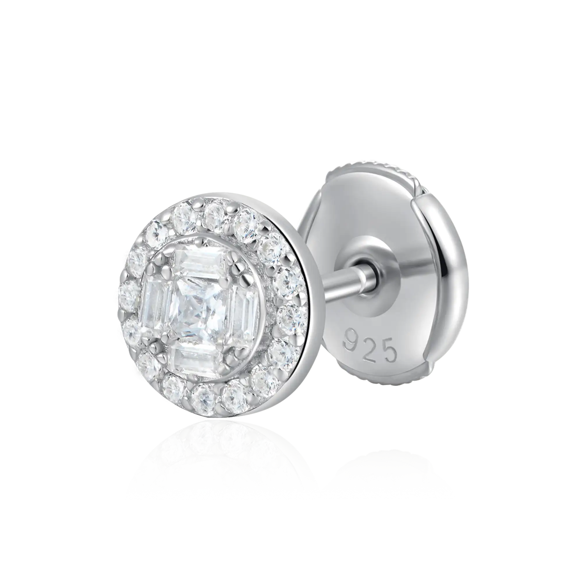 Baguette Mix Halo Stud Earring Set