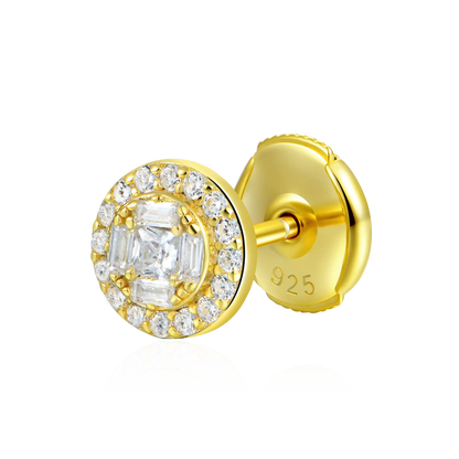 Baguette Mix Halo Stud Earring Set