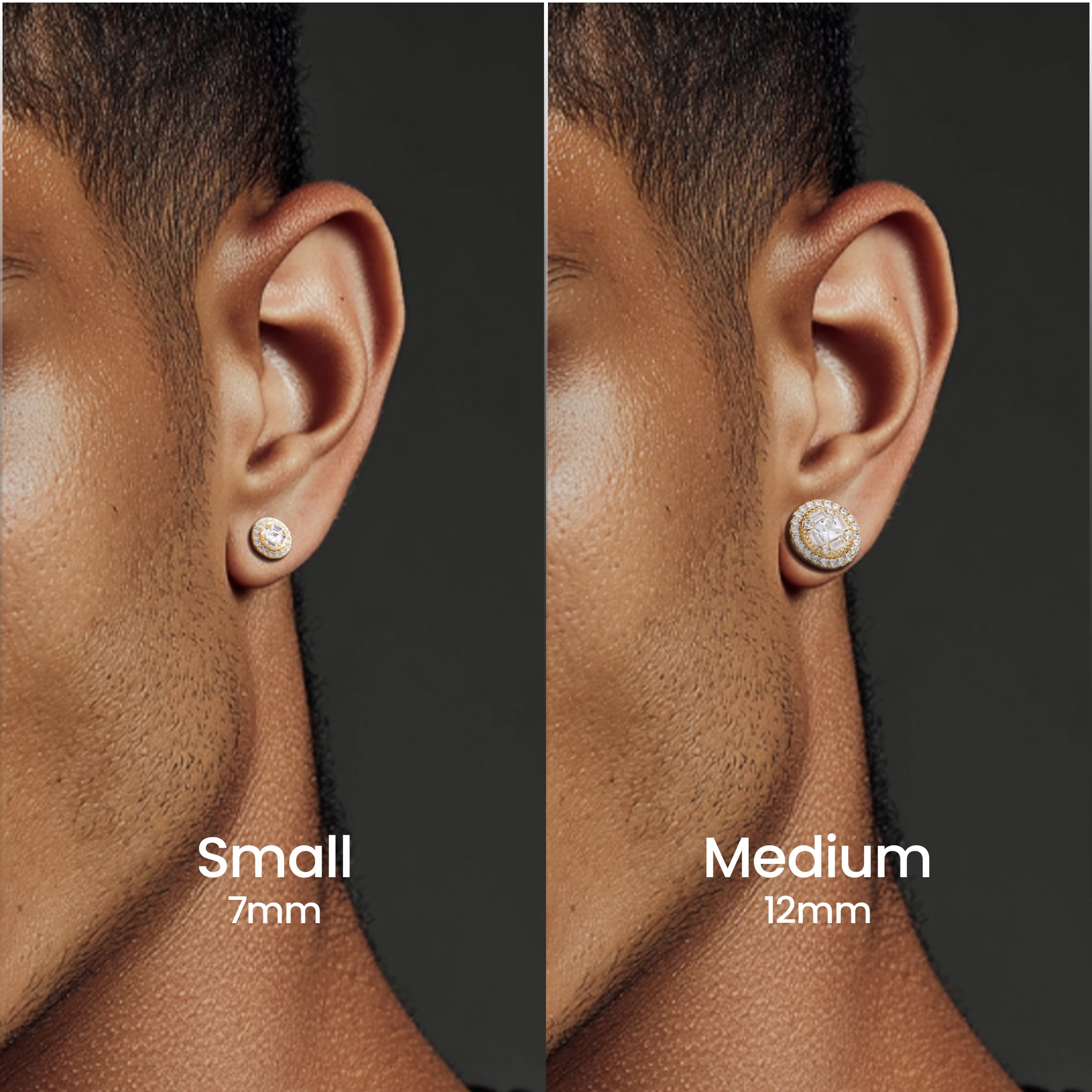 Aretes con halo de corte redondo y mezcla de baguette S925 - Par