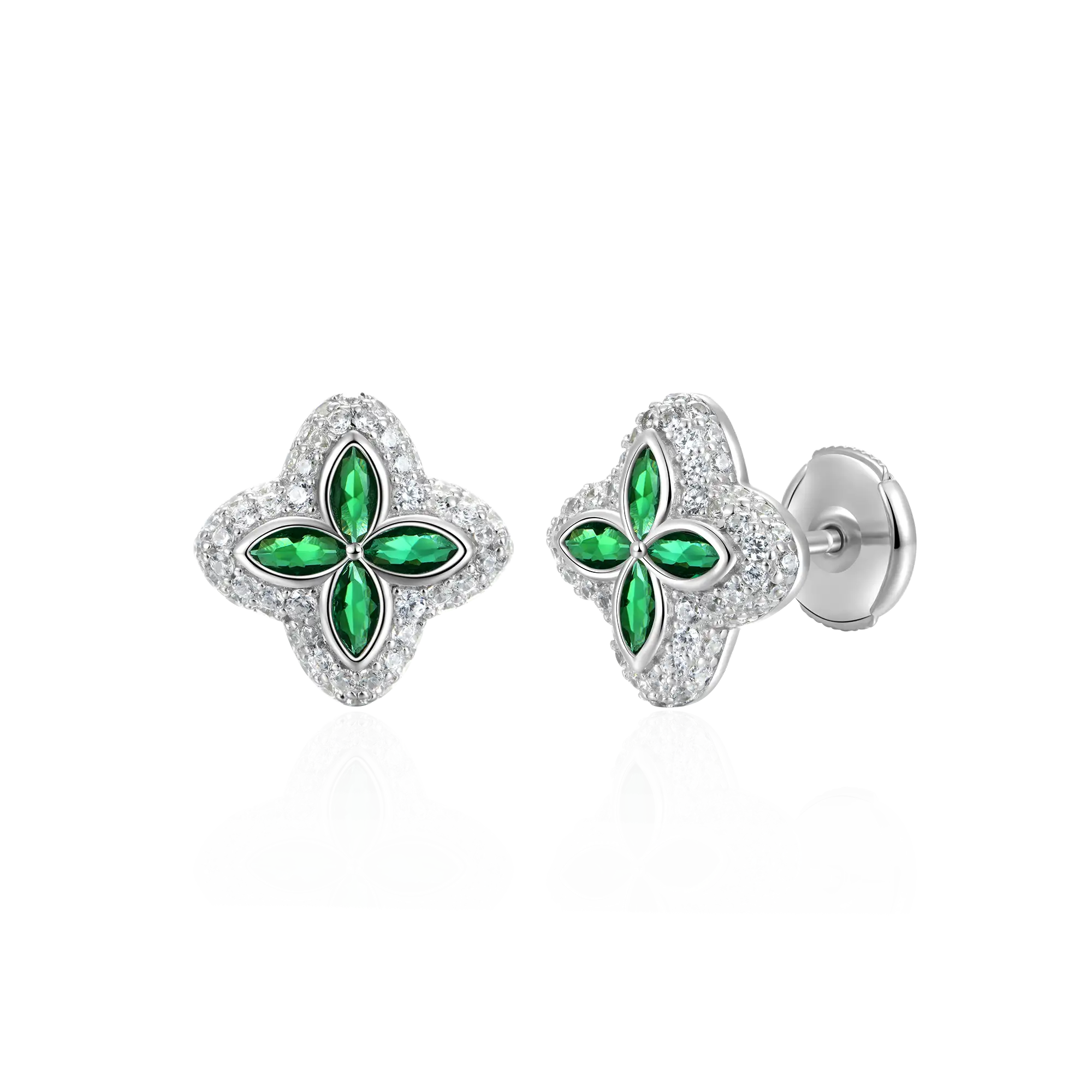 Iced Luminous Clover Pendant & Earring Set