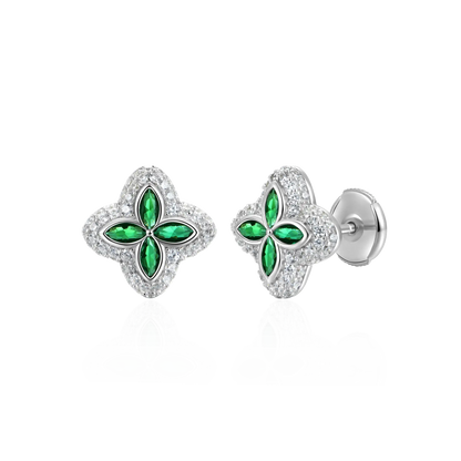 Iced Luminous Clover Pendant & Earring Set