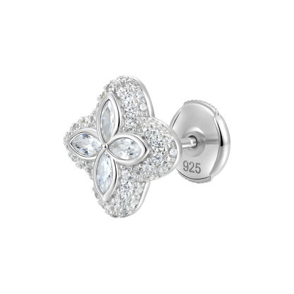 Boucles d'oreilles de trèfle lumineuses glacées - Diamond blanc