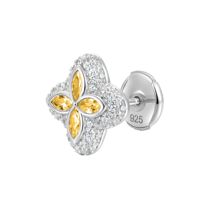 Boucles d'oreilles de trèfle lumineuses glacées - diamant jaune