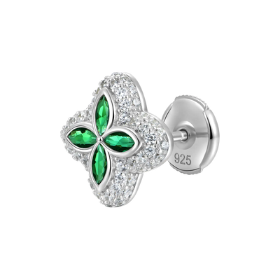 Single Iced Luminous Clover Earring