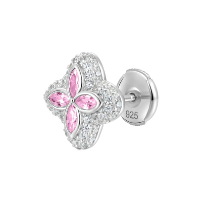 S925 Iced Luminous Clover Ohrringe – Rosa Diamant