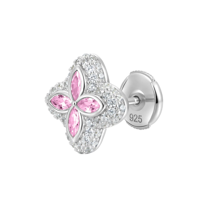 Iced Luminous Clover Earrings - Pink Diamond