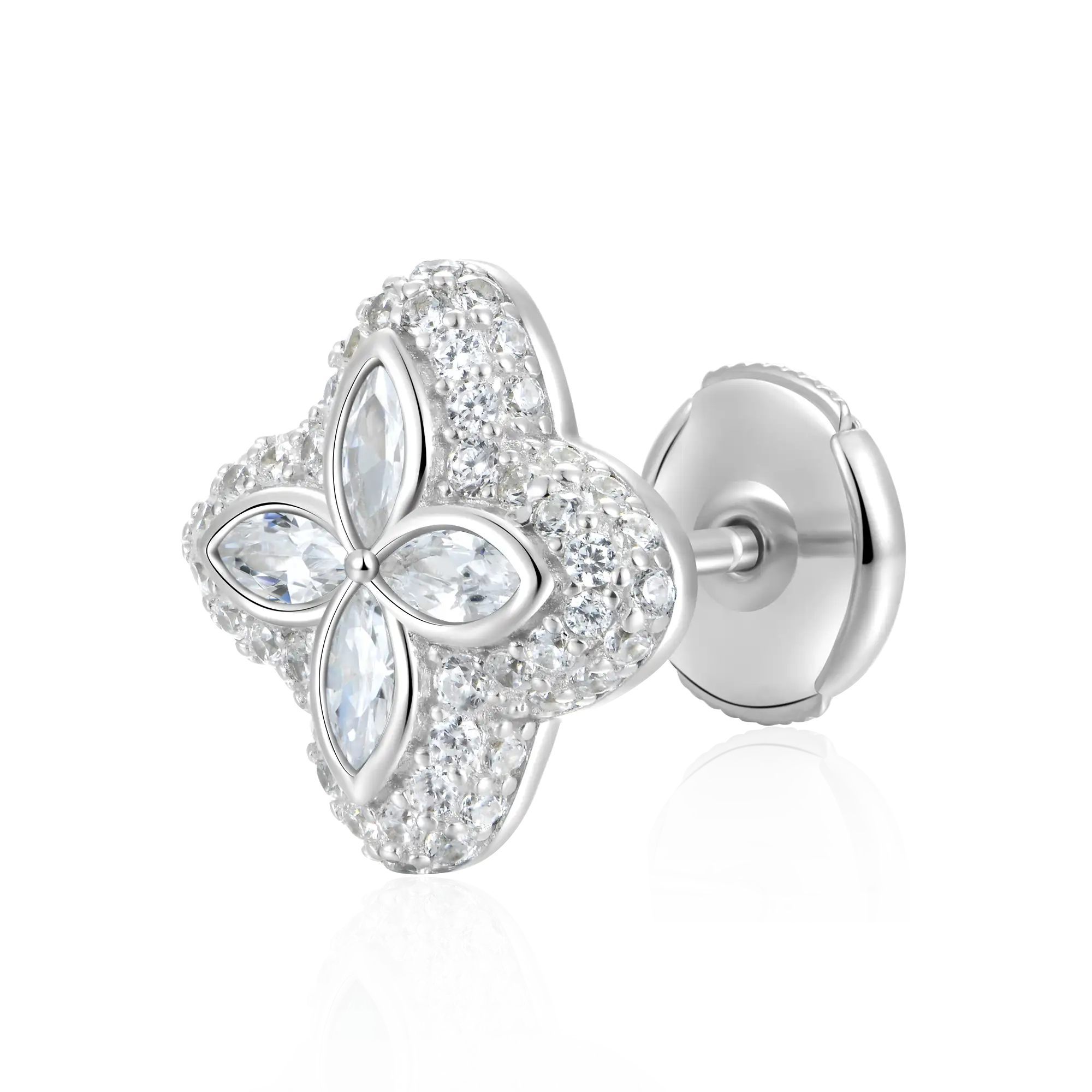 Iced Luminous Clover Bracelet & Earring Set  - White Diamond