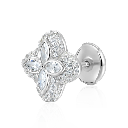Iced Luminous Clover Bracelet & Earring Set  - White Diamond