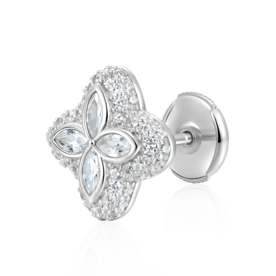 S925 Paved Hoop & Clover Ohrstecker-Set