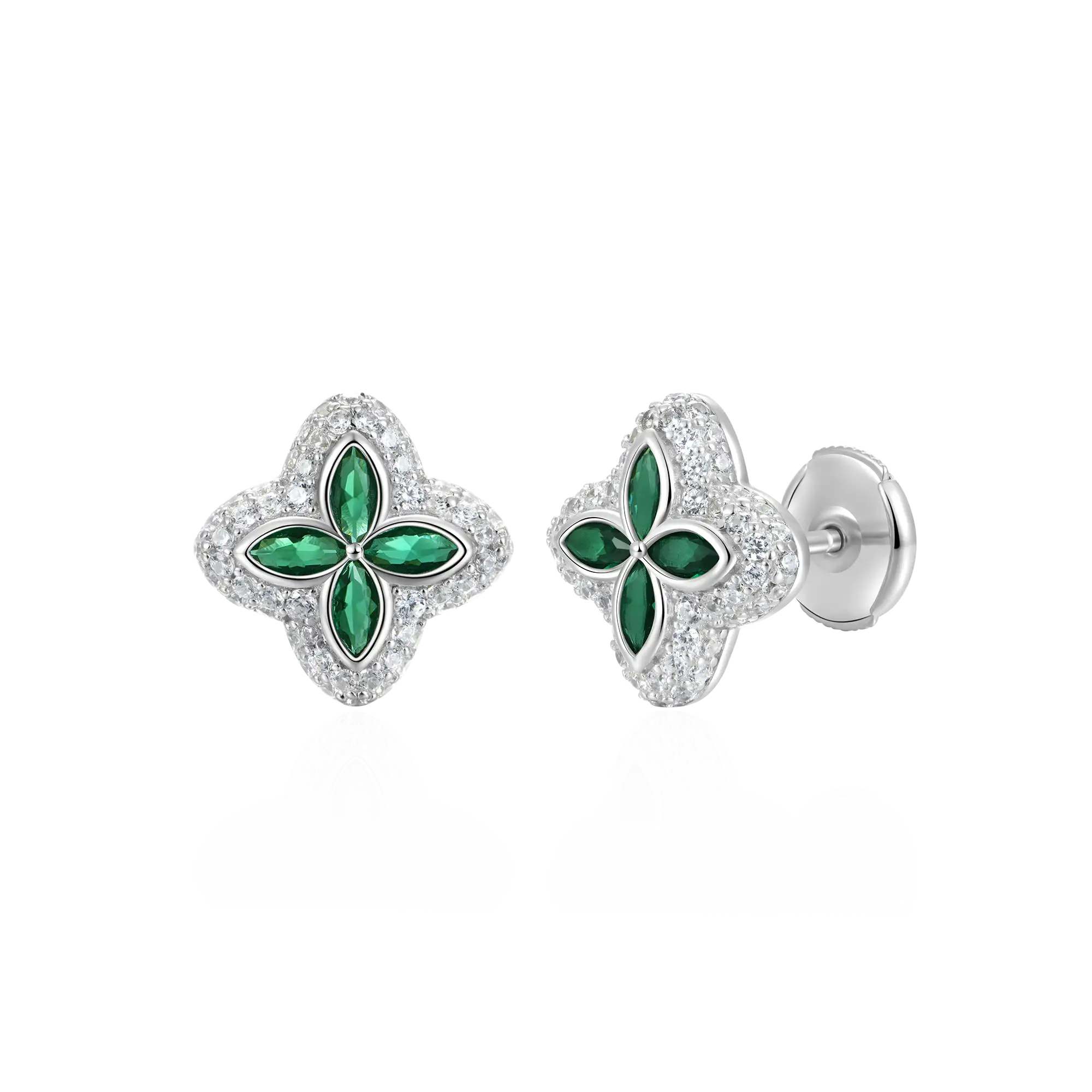 Iced Luminous Clover Earrings